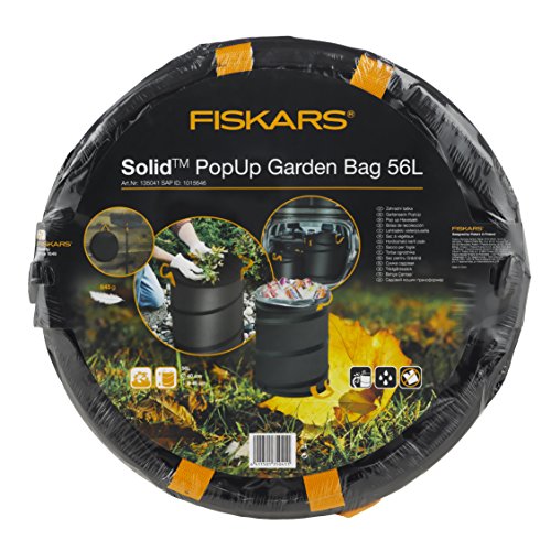 Fiskars Pop-up tuinafvalzak met handvatten, volume: 56 l, zwart/oranje, Solid, 1015646 - Afbeelding 6