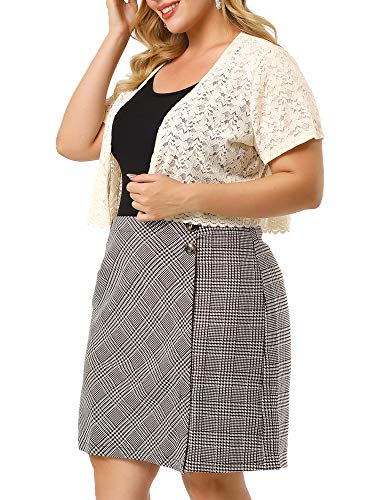 Image of Agnes Orinda Plus Size Bolero Shrugs for Women Lightweight Open Front Short Sleeve Cropped Lace Cardigan