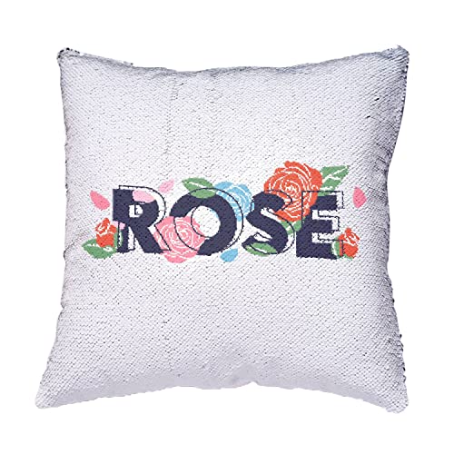 Coussin avec housse sequin paillettes bleu rose, le cadeau idéal - 4