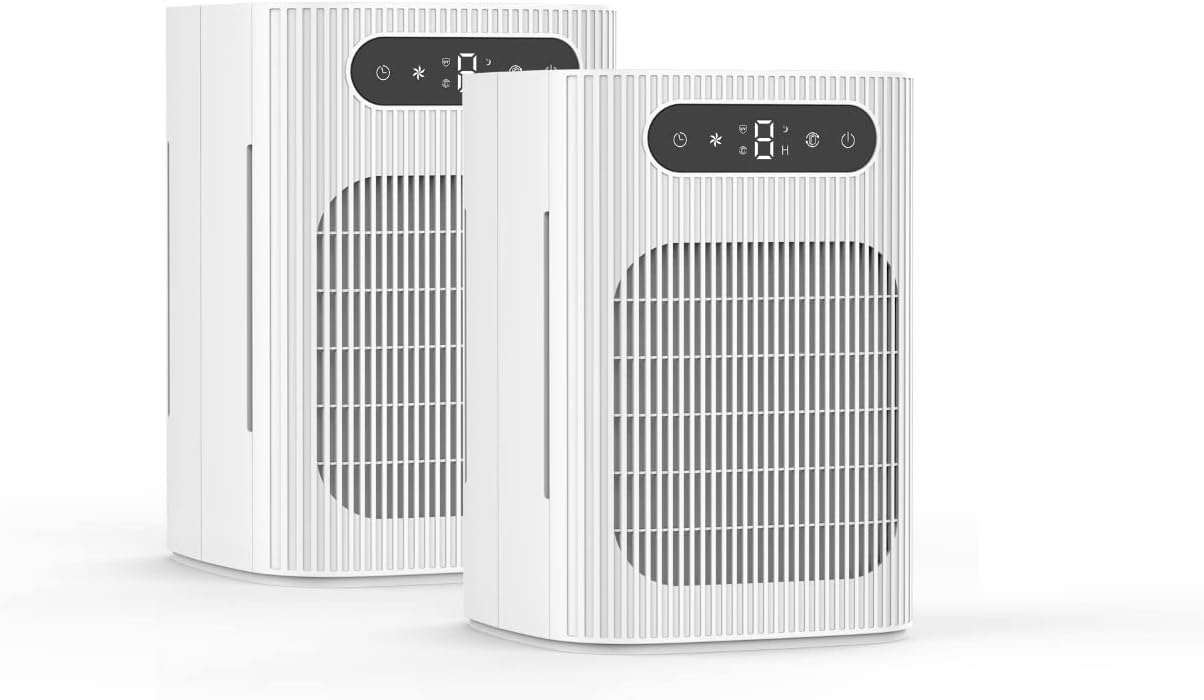 XP120 Desk & Countertop Air Purifier with Dual Air Intake Power, 2 Sets of Filters & 4 Stage Filtration for up to 370 Sq Ft., White, Pack of 2