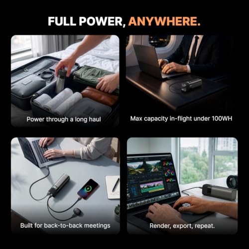 Image of Noise 140W Power Bank : 27600mAh (Max. Flight-Approved Capacity), Charge 3 Devices Simultanesously, Digital Display for Real-time Power Delivery, Advanced Multi-layer Protection (Black)