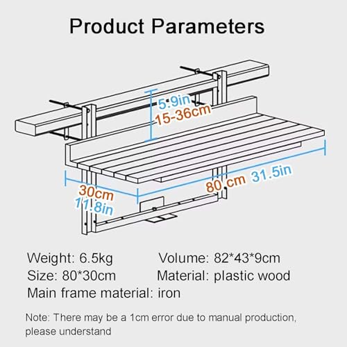 Table de bar pliante pour balcon avec plateau réglable 80 cm - 8