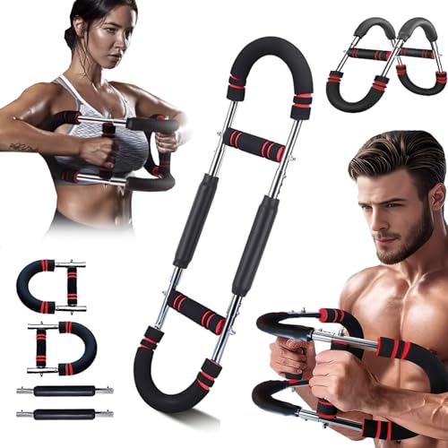 Twister Armtrainer,Verstellbarer brusttrainer männer & Muscle fit Gerät (30-50 kg / 70-110 lb),Tragbarer Power Unterarmtrainer mit Abnehmbarem Design,für Männer Frauen Zuhause Büro Reise--Schwarz/Rot