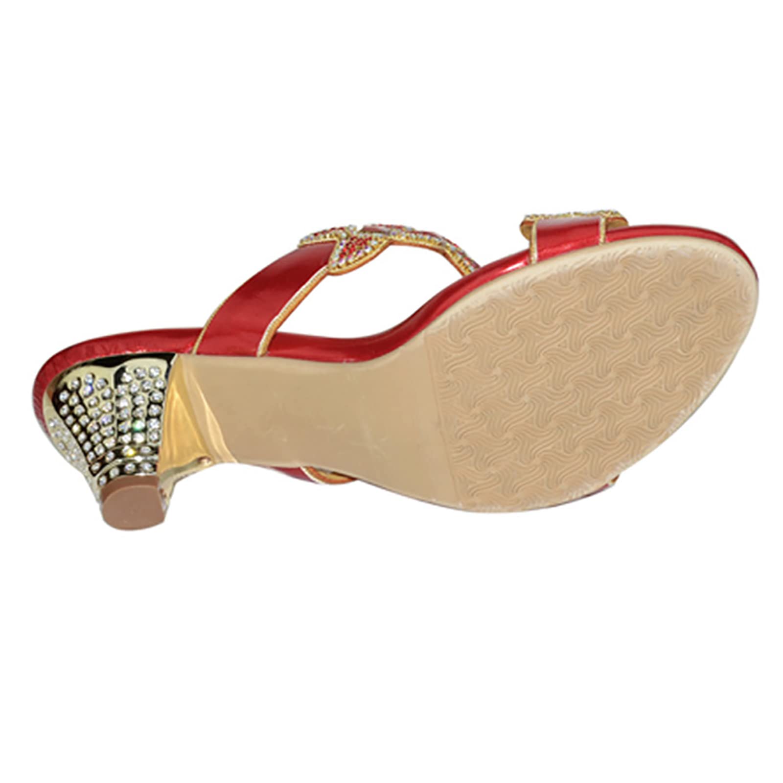 GXNRHG Zapatos de Mujer Verano Playa Rhinestone Vestido Sandalias Cómodo Gladiador Bohemia Slip On Tacones Altos Sandalias Zapatos