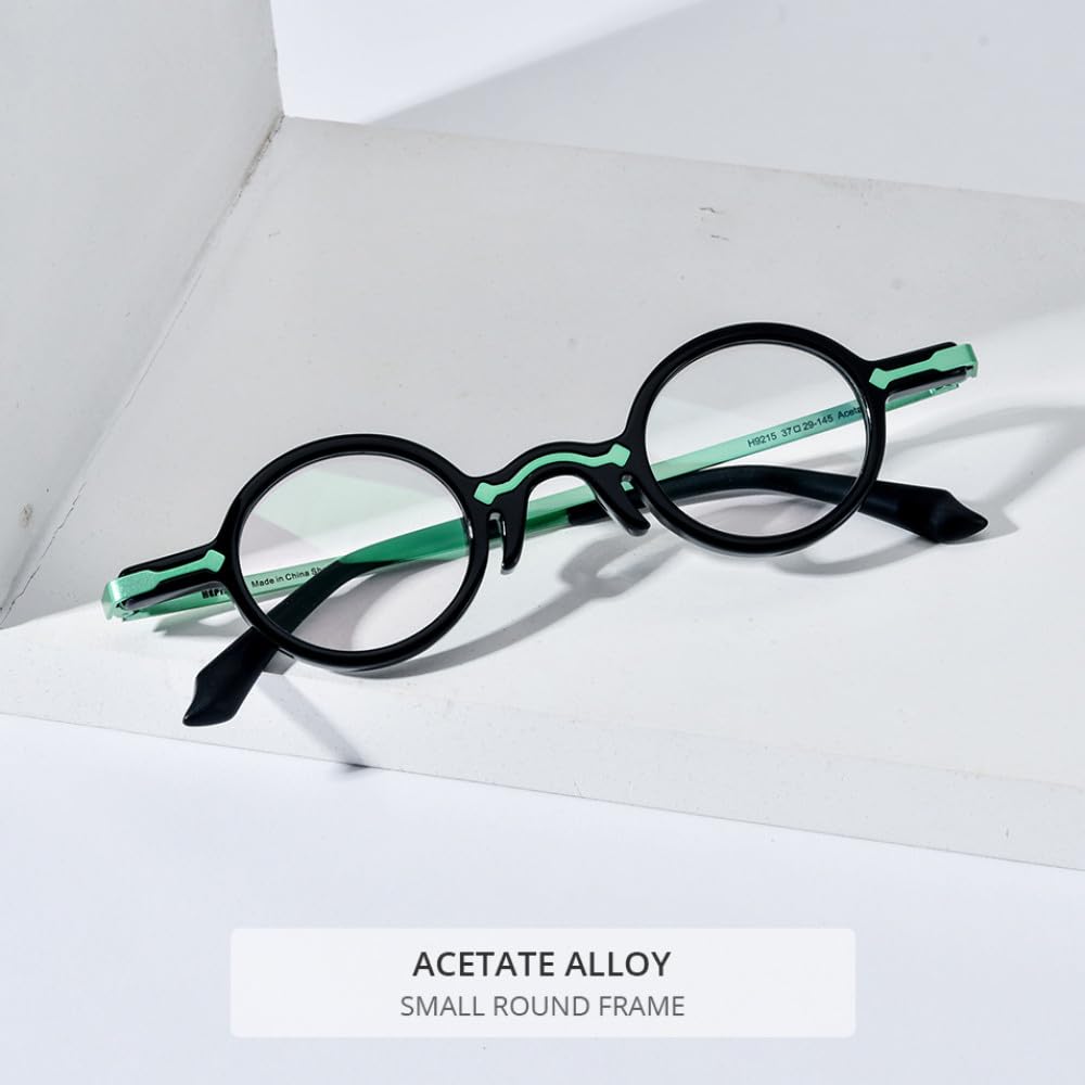 MUTYNE Montura de gafas de acetato para hombre, anteojos redondos pequeños Retro Vintage, gafas para mujer