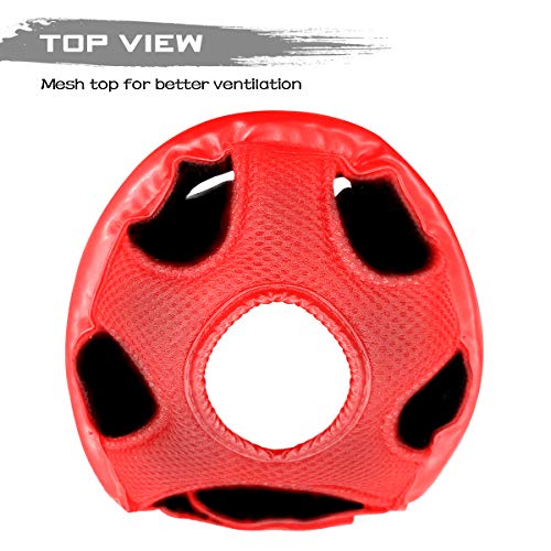 Luniquz Boxing Headgear for Kids Junior Headguard Helmet for MMA Sparring Karate Taekwondo, L Red - Thumbnail 4