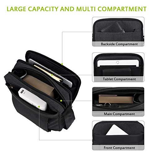 UBAYEE Schoudertas Heren voor iPad Tablet tot 10,5 Inch (25 cm), Tabletvak, Meerdere Vakken, Lichtgewicht, Waterdicht, Klein - Image 5