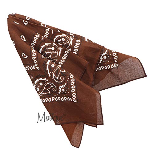 Motique Accessories 22 Inch Cotton Paisley Bandana - Brown #TOP3
