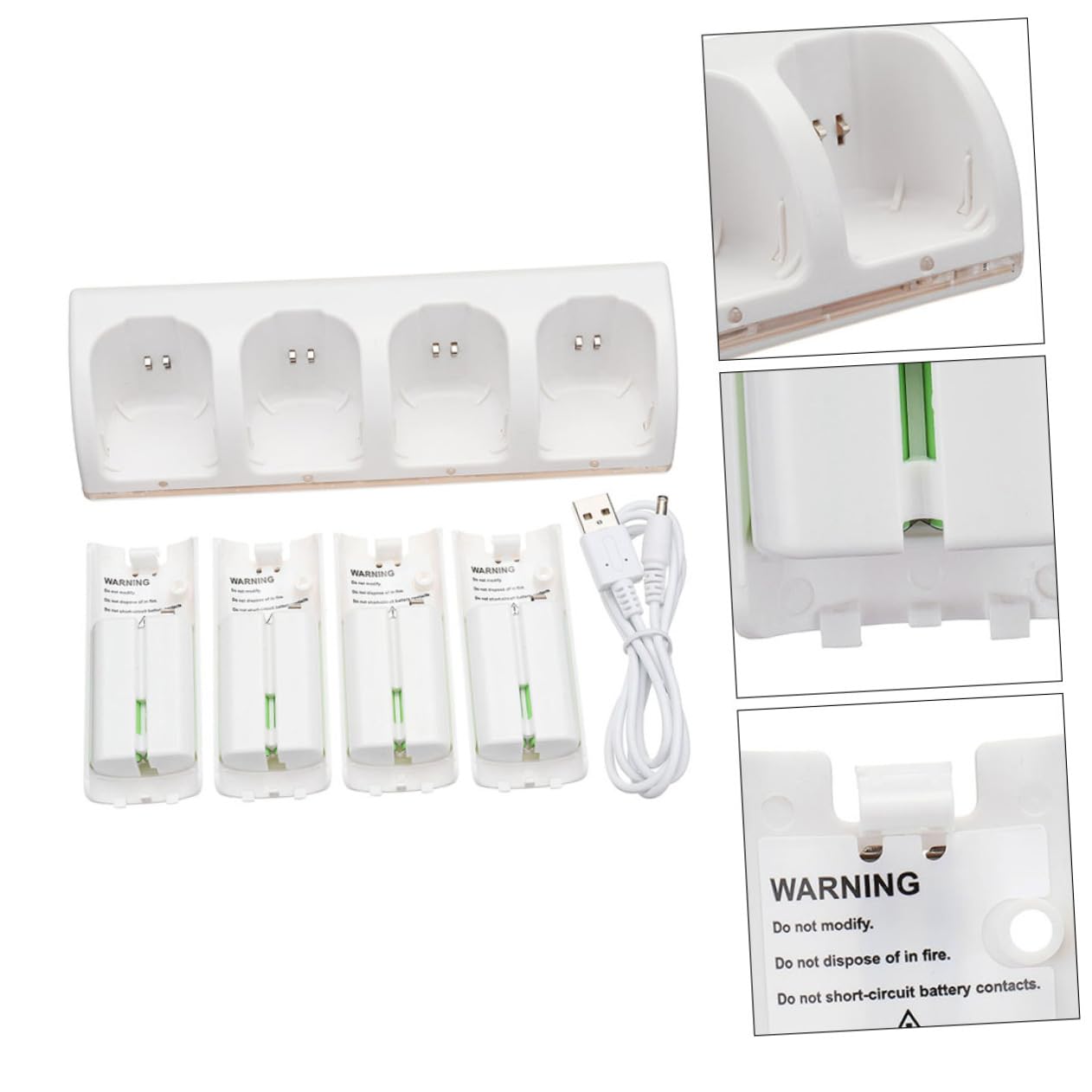 OSALADI Adattatore per Pile Ricaricabili Slot per Ricarica Simultanea Interfaccia USB Design Compatto in Materiale Plastico di Qualità Colore Bianco
