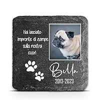Targa Commemorativa Per Animali Domestici In Ardesia - Personalizzabile Con Foto E Testo 10x10 Cm - Foto 10