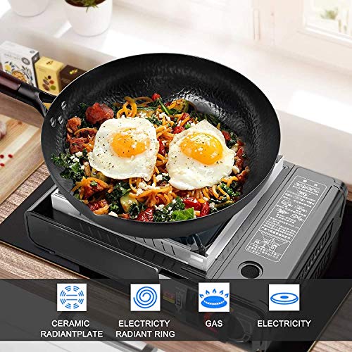Craft Wok Traditional Hand Hammered Carbon Steel Pow Wok with Wooden and Steel Helper Handle (For Electric, Induction and Gas Stoves(12.5\"Flat Bottom Wok) - Thumbnail 7