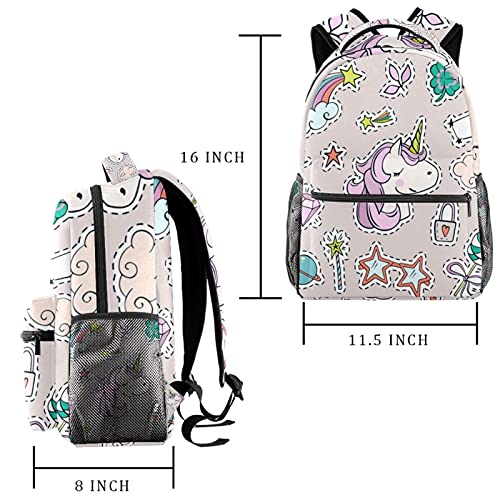 Sac à dos décontracté multicolore avec motif licornes et nuages - 2