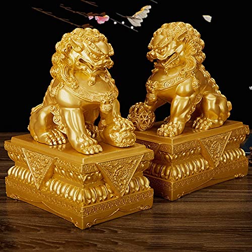 Statues de Chiens Fu Foo résine pour briser la monotonie du jardin et du bureau - 6