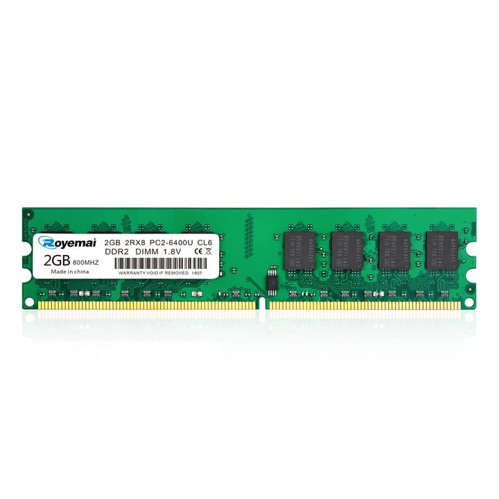 ROYEMAI PC2-6400 DDR2 800 2GB 2RX8 240 Pin 1.8V CL6 Udimm DDR2 RAM Desktop Memory Ram Module for Intel AMD