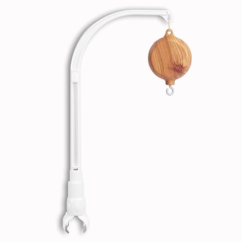 HI Baby Moment - Móvil de bebé blanco de 23 pulgadas con caja de música, 12 canciones de cuna, motor móvil de cuna giratorio con gancho giratorio,