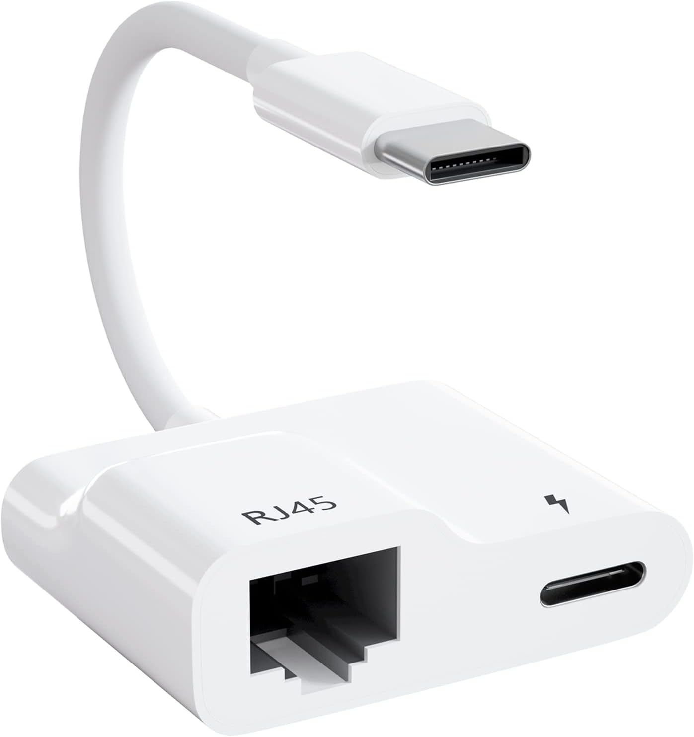 UWECANUSB C to Ethernet Adapter, 2 in 1 USB C to RJ45 Adapter with 60W PD Type-C Charge Port Supports 10/100Mbps Ethernet Network, Compatible for Android/i-Pad Pro/Mac/Galaxy and USB C Devices