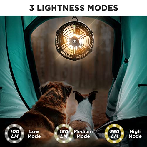 Campingventilator AYAMAYA mit USB-Anschluss und LED-Beleuchtung