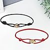 Azlanway Segeltau Damen Armband Tricolor, 2 Stück Paar-Armband, Kordelarmband mit Edelstahl Ring in Silber, Gold & Roségold, Freundschaftsarmbänder, Einstellbares Handgelenk Armbänder（Schwarz + Rot） #5