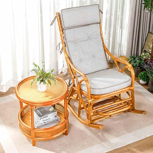 Übergroßer Rattan-Schaukelstuhl mit Kissen, bequeme Sitzgelegenheit...