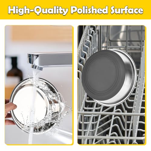 bssmmai 4 Stück Hundenapf Edelstahl, Hundenapf rutschfest mit Silikonboden, Hundenäpfe für Futter und Wasser, Hundeschüssel für Kleine Mittlere Große Hunde, Fressnapf Hund Metall, Dog Bowl (900ML)