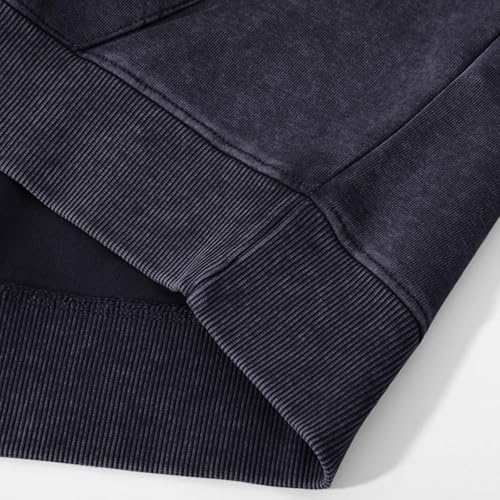 Mens Cotton Hooded Sweatshirt Unisex Vintage Long Sleeve Pullover Trendy Acid Wash Tops Soild Boyfriend Pockets Shirts2