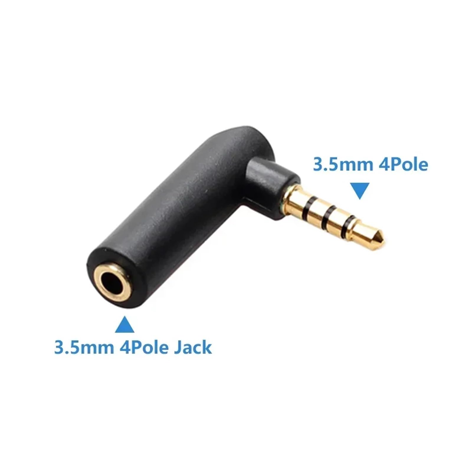 Connecteur plaqué or 3.5 Jack droit, adaptateur d'angle mâle à femelle 90 degrés, prise de Conversion Audio stéréo pôles et 4 en forme L ESSEIEIE(4pole 3.5mm,20PCS)