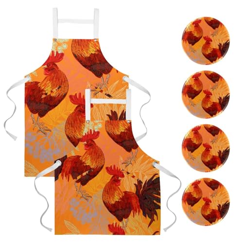 Tablier de serveuse coq multicolore pour protéger vos vêtements au restaurant