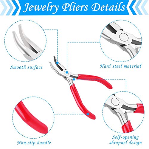 Acejoz Jewelry Making Tools Kit: 6pc Set, Including Needle Round Nose, Wire Cutters, Crimper & End Nippers for Beading & Craft4