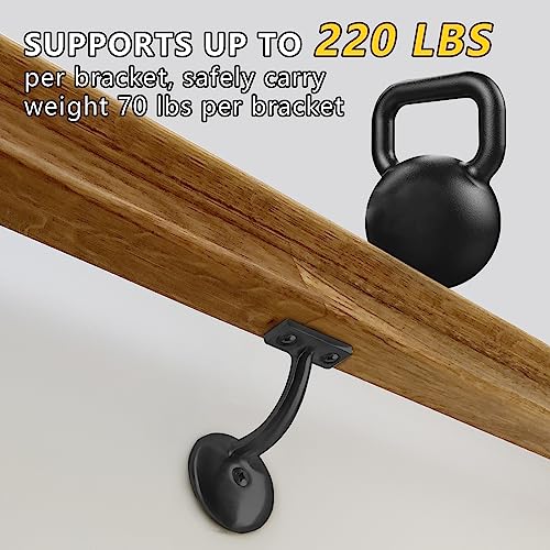 HOME MASTER HARDWARE Hand Rail Bracket, Heavy Duty Stair Support for Home or Office Stairways Handrail, Matte Black 6 Pack - Image 3