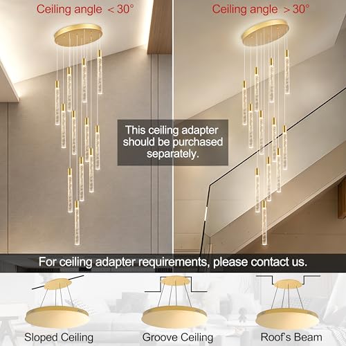 Image of 12-Lights Bubble Crystal Chandelier for Entryway High Ceiling,Gold