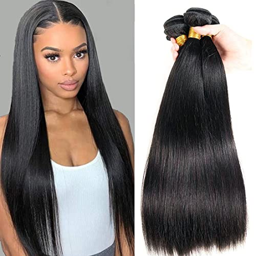 10A Straight Human Hair Bundles (14 14 14 Inch) Straight Bundles Human Hair 100% Unprocessed Brazilian Virgin Remy Straight Hair Weave Bundles