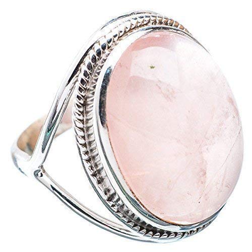 Rose Quartz Silver Ring 925 Solid Sterling Silver Handmade Jewelry Size 4-13 US