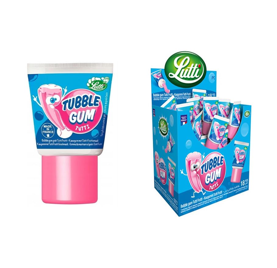 Kaugummi aus der Tube – Fruchtiger Mix – 18er Pack (18 x 35g) – Das Original für riesige Blasen