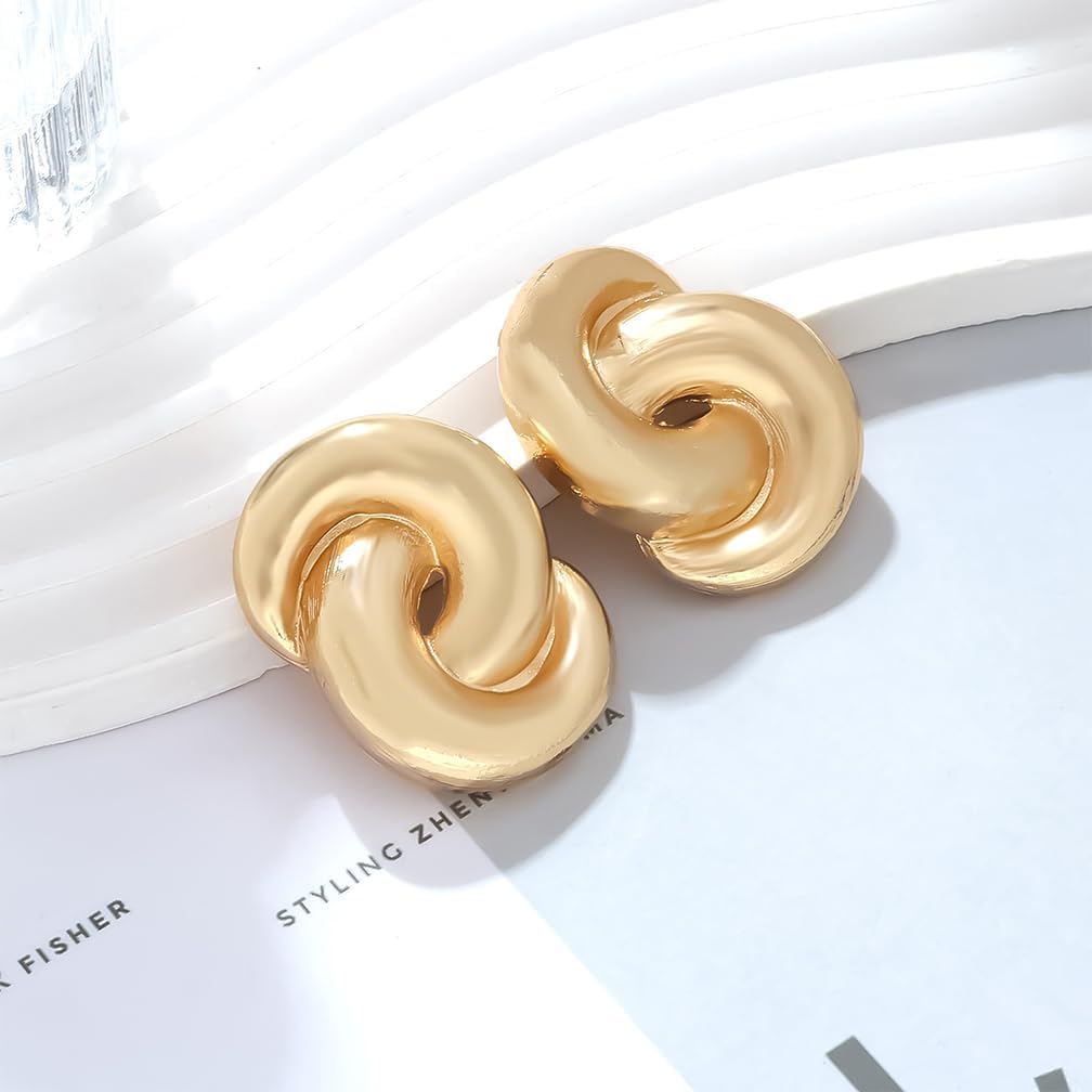 Chunky Gold Knot Twisted Dangle Earrings Dainty Large Spiral Twist Vintage Statement Earring for Women Bold Geometric Jewelry Irregular Accessories - Image 6