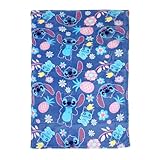 Disney Stitch Manta, Diseño Tropical Stitch Manta de Sofá Cama, Forro Polar Suave y Cálida, Regalo para Niñas y Adolescentes, 140 x 90 CM