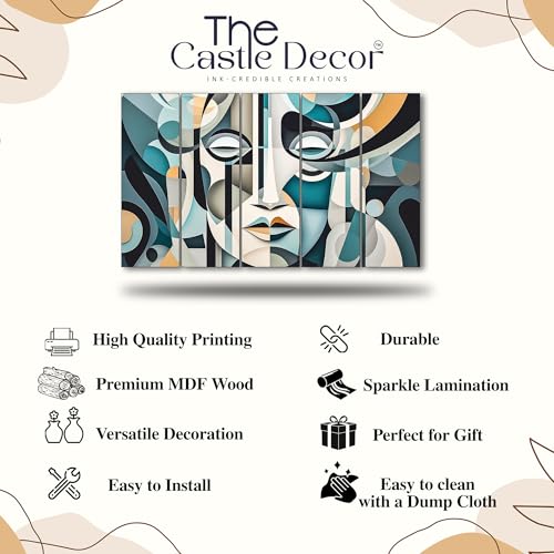 Image of The Castle Decor Modern Abstract Face Art Painting With Frame 5 Big Size (36x60) Multiple Frames Wall Art Painting for Living Room,bedroom,drawing Room,hotels-wooden Framed-digital Painting