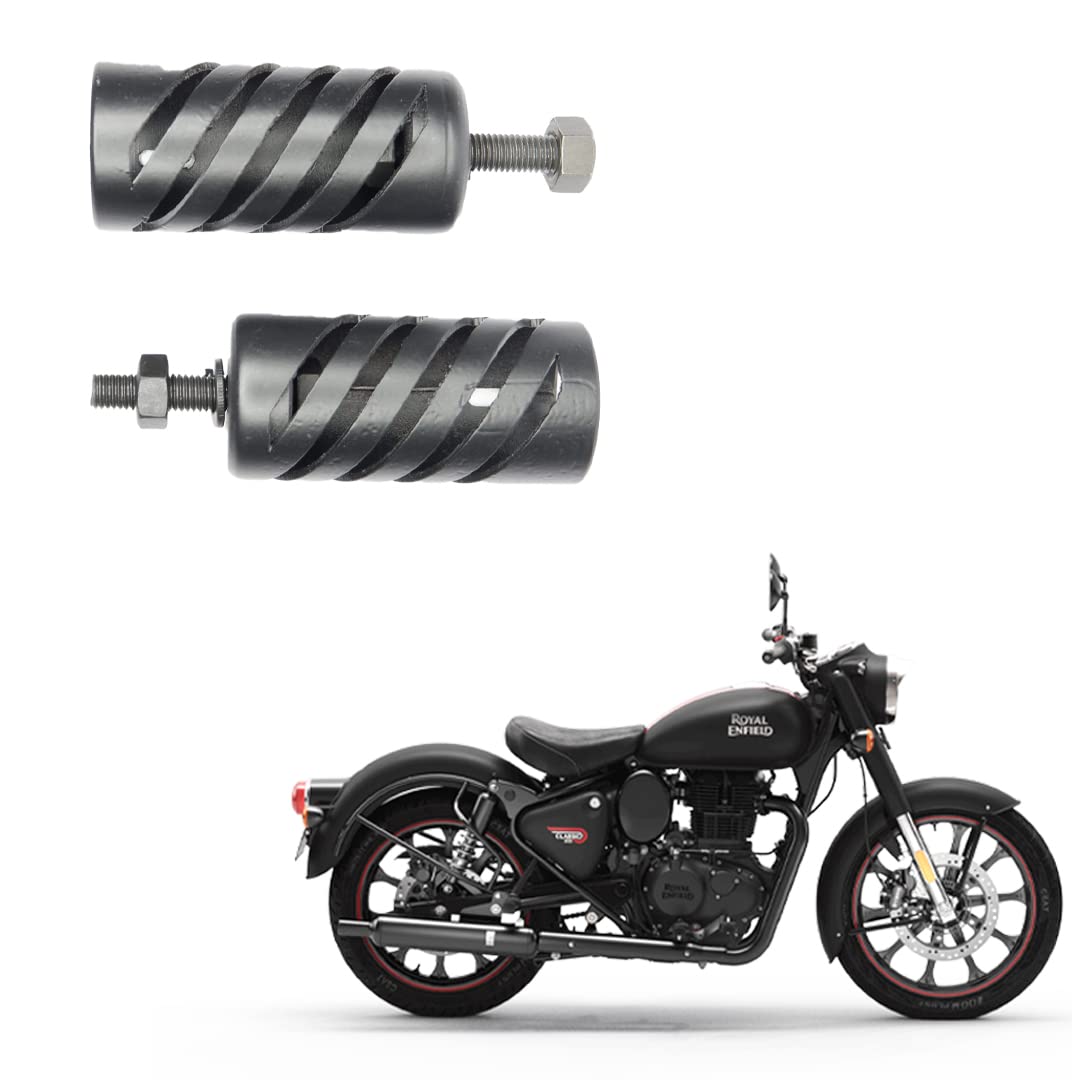 NCA Accessories Designer Left and Right Rear Bike Footrest Compatible for Royal Enfield Classic 350, One Side open Curve (Black, Pack of 2)