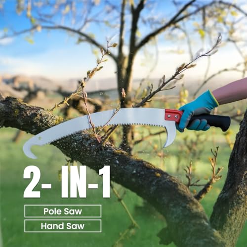 Image of MULTITEC 16-Inch Curved Pruning Saw - HPS 23 | Tree Trimming Tool with Extendable Handle Compatibility | SK5 Steel Blade | Aggressive Teeth | Outdoor Gardening & Landscaping Hand Saw