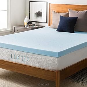 LUCID 3-inch Ventilated Gel Memory Foam Mattress Topper – Queen