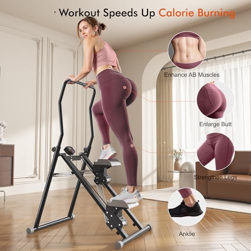 Image of MOMODA Stair Stepper Resistance Adjustable Folding Vertical Climber Machine for Home Gym Full-Body Workout