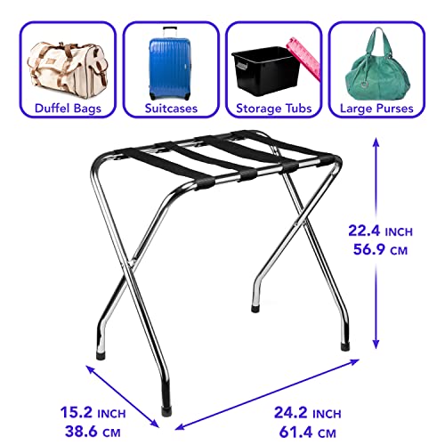 Ustech X-Shape Single Tier Foldable Sturdy Luggage Rack With Nylon Straps & Rubber Feet For Added Stability | Metal Stand Shoe Rack For Guest Room Storage | Perfect For Small Spaces #TOP5