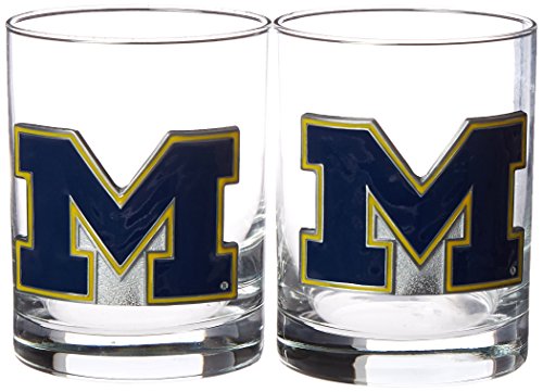NCAA Michigan Wolverines Two Piece Rocks Glass Set