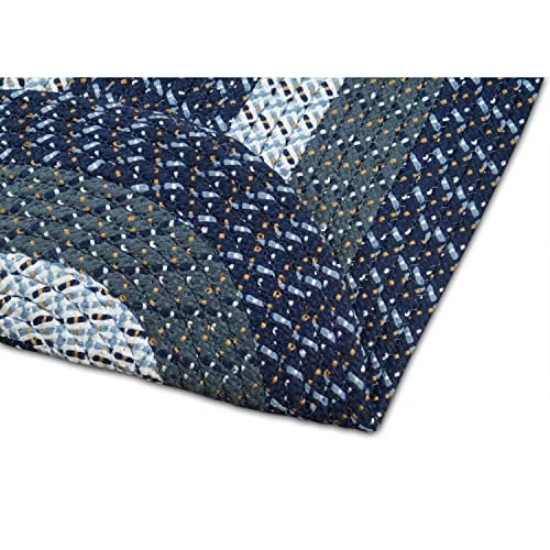 Better Trends Country Braid Collection 3 Piece Set Durable & Stain Resistant Reversible Indoor Oval Area Rug 100% Polypropylene In Vibrant Colors, 20"X30"/20"X30"/24"X72", Dark Blue Stripe #TOP7