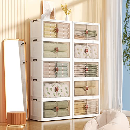 Bac de rangement empilable transparent pliable pour chambre et salon - 2