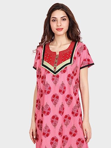 Image of Evolove Women's Cotton Long Maxi Night Gown Nighty Dress with Pocket, Super Soft Comfortable (LNG-Cotton-2)