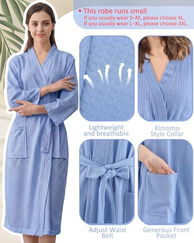 Image of Panitay Women's Waffle Knit Robes Thin Spa Bath Robe Bulk Hotel Lightweight Commercial Soft for House Shower Party