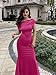 YMDUCH Women's Elegant Sleeveless Off Shoulder Bodycon Long Formal Party Evening Dress Rose
