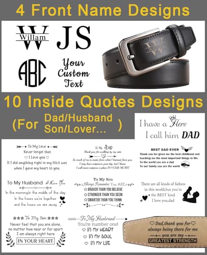 Personalized Belts for Men, Custom Engraved Leather Belt with Name Text, Customized Valentines Fathers Day Gift for Him Dad Boyfriend Husband2