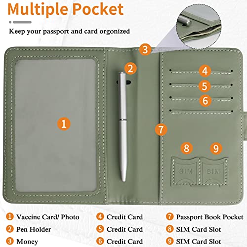 Image of TIGARI Passport Holder for Travel Women Men, PU Leather Waterproof RFID Wallet Cover Case Sleeve, Valentines Day Gifts, Vacation Plane Cruise Travel Document Organizer Essentials