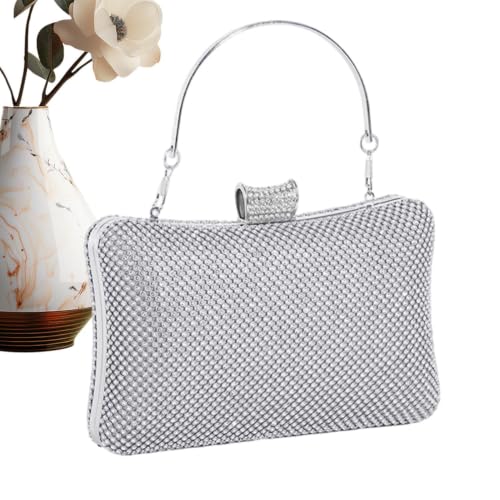 Rhinestone Purses for Women - 8.27x4.72x2.36 inches Sparkly Party Handbag | Women's Evening Handbags with Chain and Handle for W
